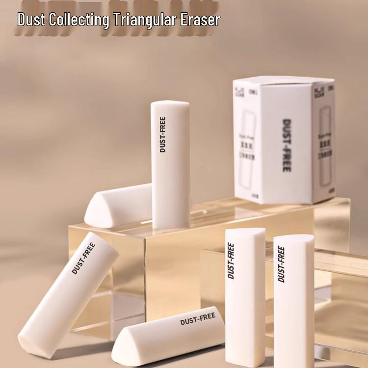 Low-Dust Triangle Eraser for Students - Clump-Free, Clean Erase HB 2B Pencil Eraser