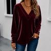 Women's V-Neck Long Sleeve Button Casual Pullover Top