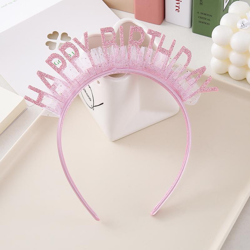 Large Korean-style Birthday Hat Glitter Happy Birthday Hair Band DIY Party Headwear Children Waterproof Plastic Indoor
