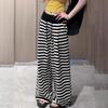 Plus Size Women's Summer Thin Striped Wide-Leg Pants - Design-Forward Slimming Drapey Casual Straight Athletic Trousers