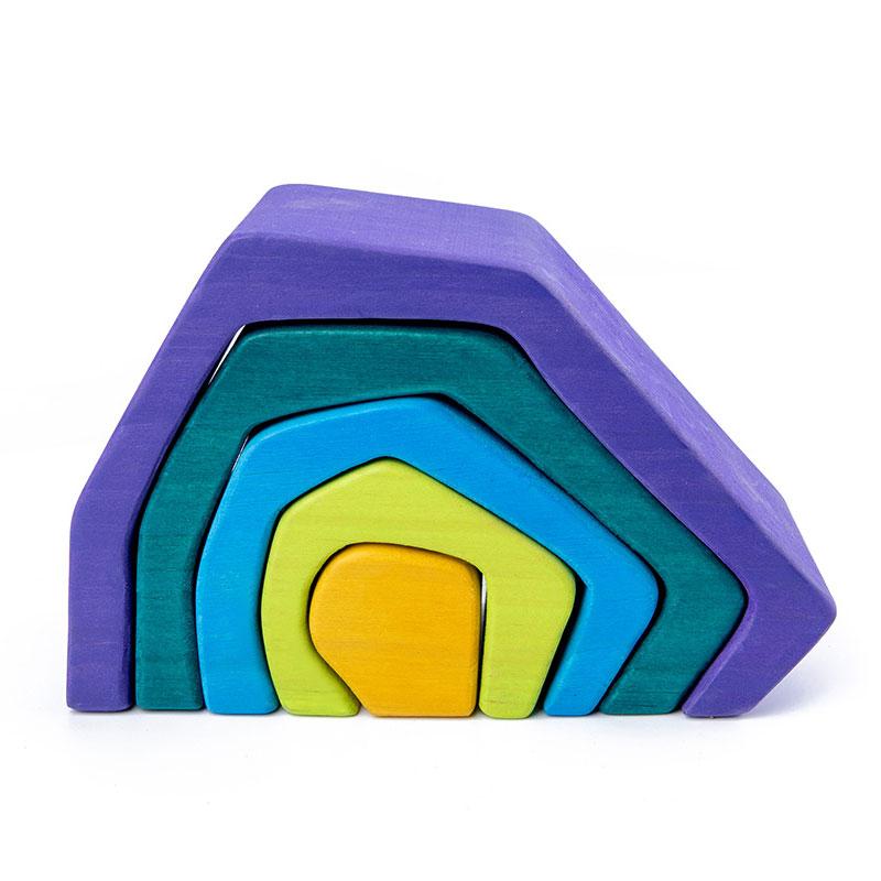Montessori Rainbow Building Block Solid Wood Educational Toy Rainbow Forest Castle Puppet Creative Puzzle Educational Toy To Kid