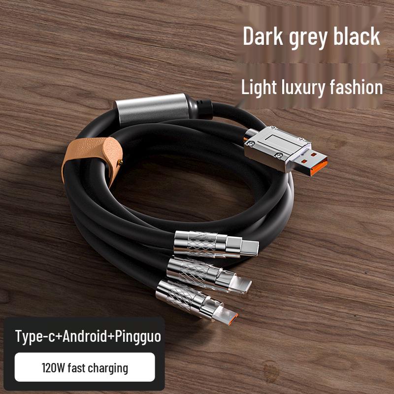 Jiike Line 3-in-1 Super Fast Charging Cable, Zinc Alloy, 120W, Compatible with Huawei