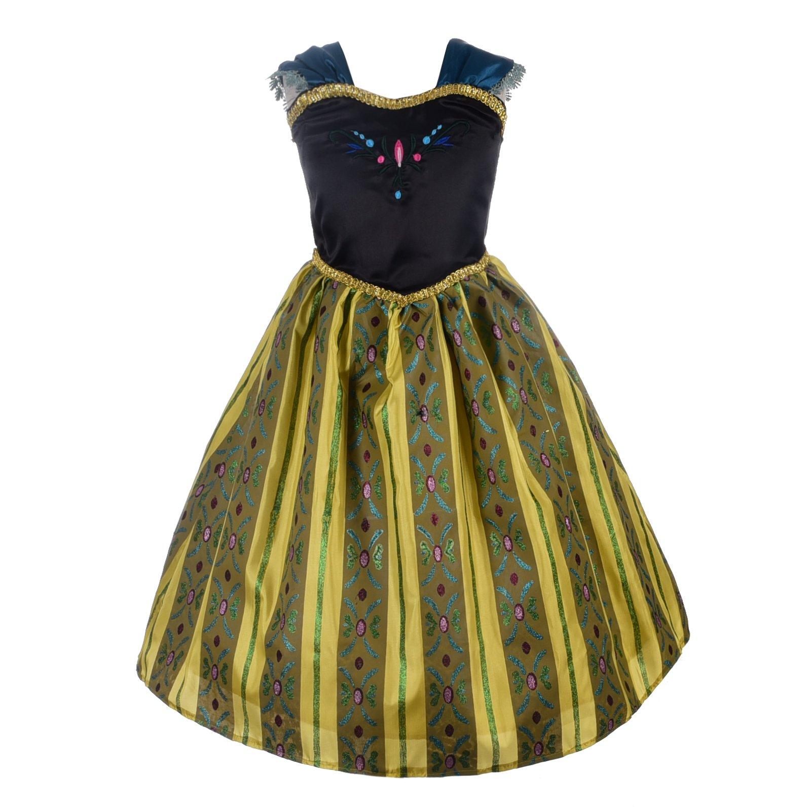 

[Dressy Daisy] Костюм принцессы Анны для малышек, коронационный косплей, детская юбка, платье Снежной королевы, костюм на Хэллоуин, размер 8-9 лет