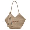 Straw bag women's large capacity 2025 new summer versatile shoulder woven bag texture popular tote bag