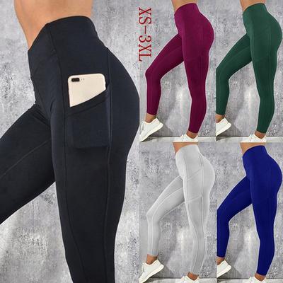 Schlanke, sportliche Leggings für Damen mit Taschen, hohe Taille, Skinny Fitness-Yogahose, Gym-Tights, Laufhose