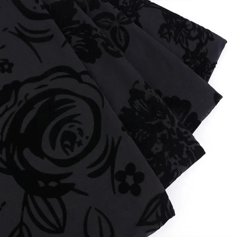 1yard Black Leopard Zebra Print Mesh Fabric Stretchy Flocking Lace Fabric Spandex Velvet Fabrics for DIY Sewing Clothing