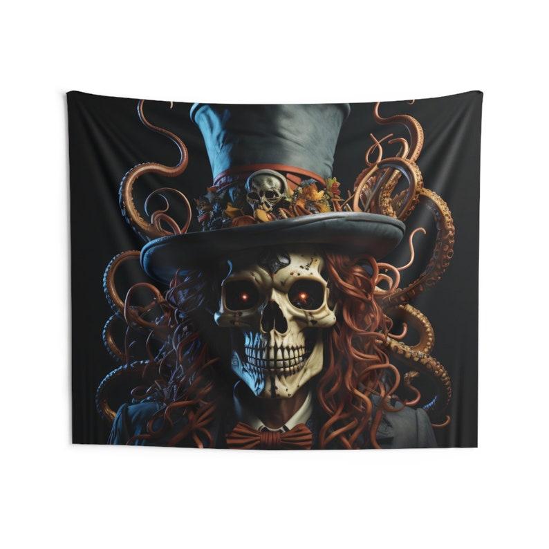 Squid skull tapestry 75x100 чёрный