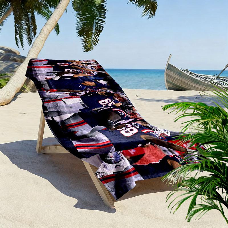 New England Patriots Players Print Beach Towel, Large Soft Quick Dry Towel for Beach Camping Swimming