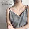 Minimalist Geometric Double Ring Zircon Necklace: S925 Silver-Plated Clavicle Chain Gift for Women