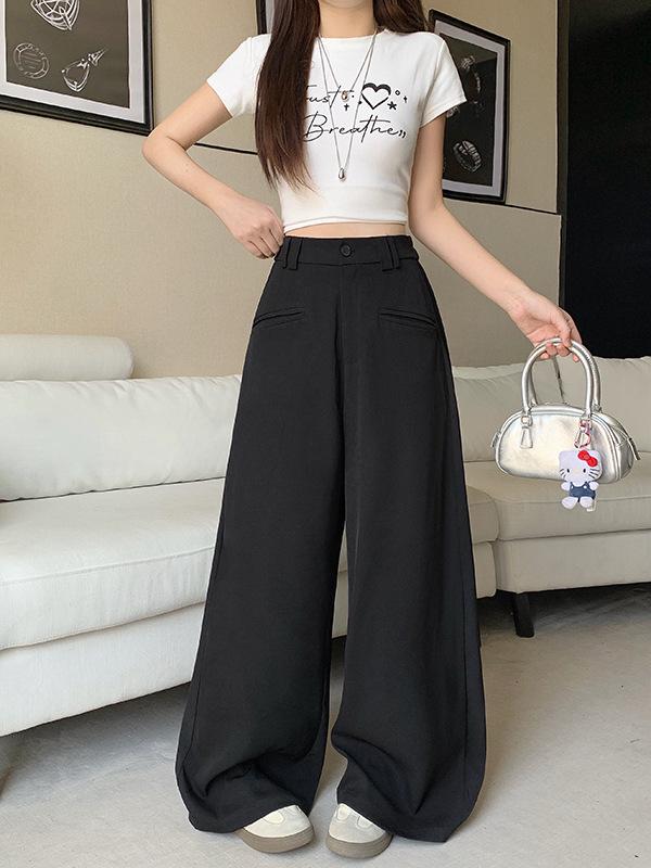 2026 Plus Size Women's Wide-Leg Slimming Suit Pants for Spring