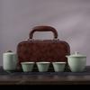 Mid-Autumn Festival Portable Ceramic Travel Tea Set, Three Cups Kuaike Cup Outdoor Kung Fu Teapot Gift Box
