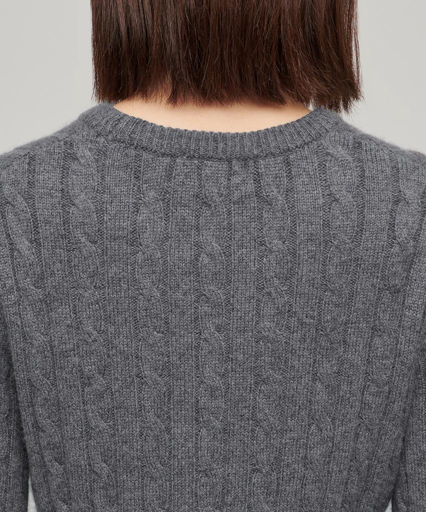 MUSINSA STANDARD WOMAN Women'S Angora Blend Cable Crew Neck Knit [Medium Grey]
