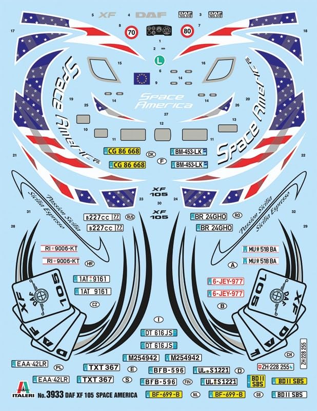 PLATZ Italeri 1/24 DAF XF105 Space America Cab Trailer Head Plastic Model IT3933 (Car)