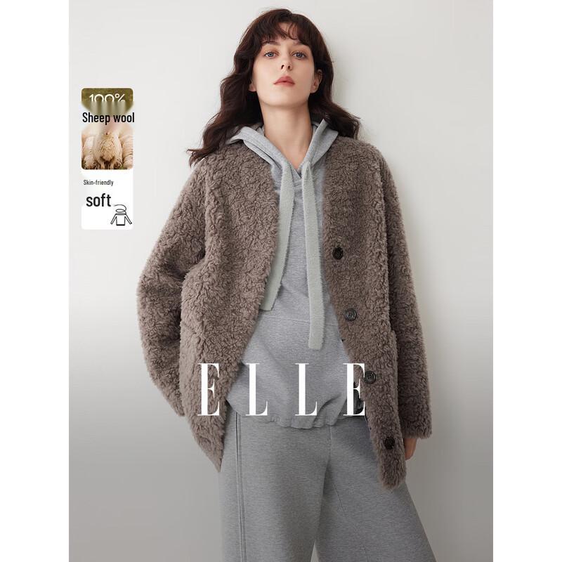 ELLE 100% Merino Wool French Retro Plush Short Jacket S