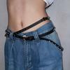 Thin Leather Waist Belt Double Loop Dress Jeans Belt Simple Women's Rivet Belt  Streetwear