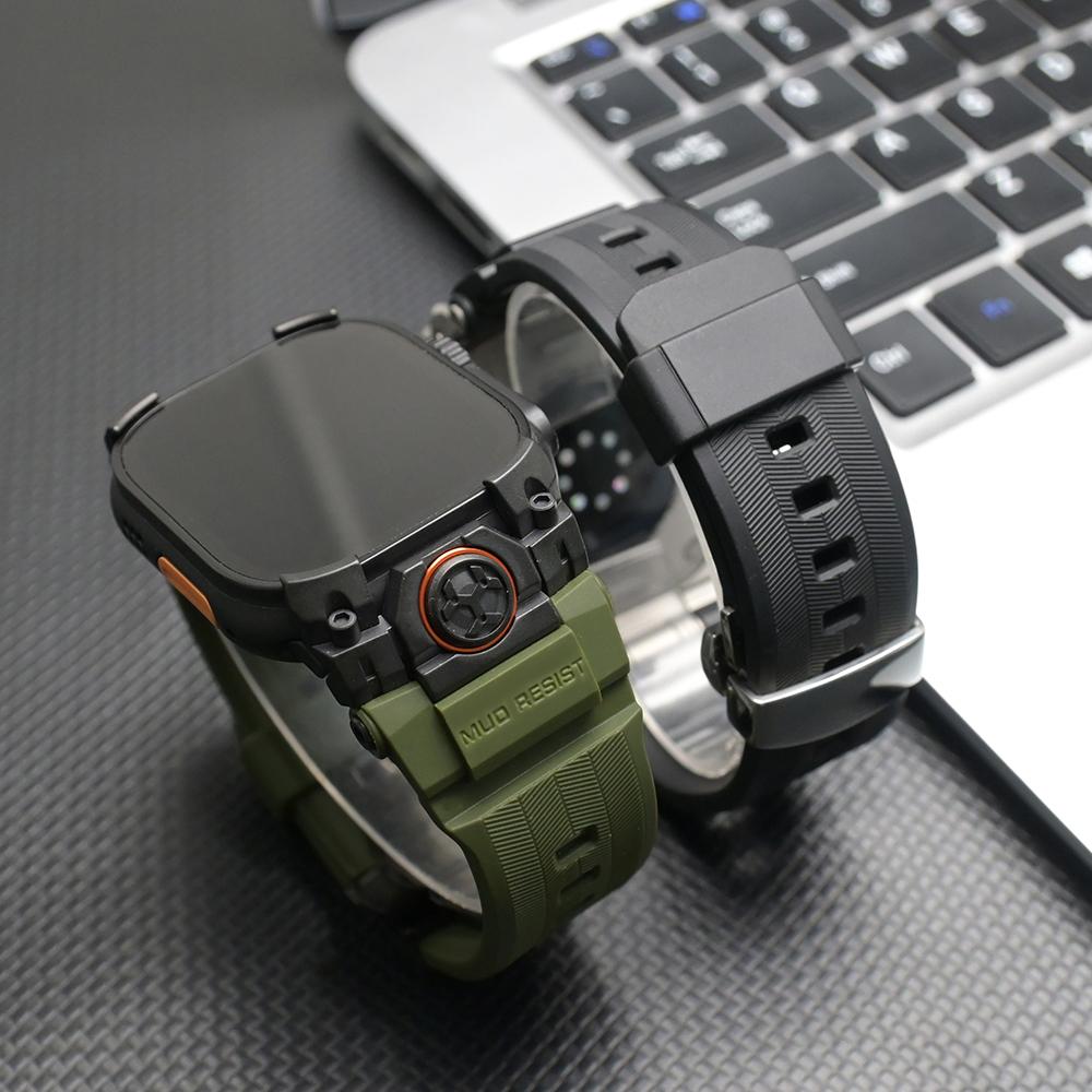 Rubber Sports Band for Apple Watch Band Ultra 3 2 1 49mm Silicone Luxury Strap Butterfly Clasp Bracelet For iWatch Ultra 3 49MM