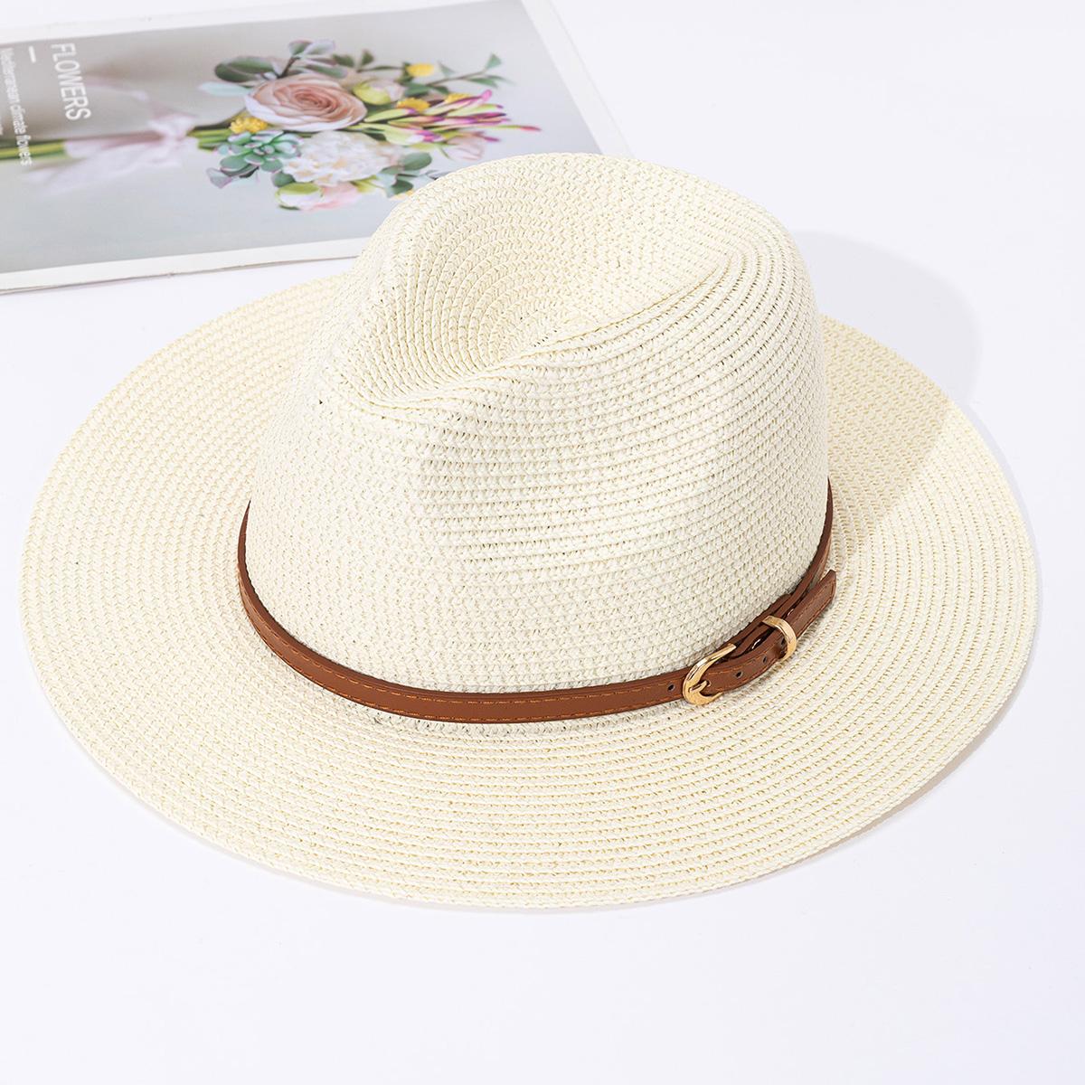 

Соломенная шляпа-панама, женский джазовый цилиндр, мужская и женская весенне-летняя соломенная шляпа, модная солнцезащитная шляпа и солнцезащитный козырек. 57