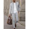 Mens 2-Piece Casual Set Waffle Knit Zip-Up Collar Jacket 2026