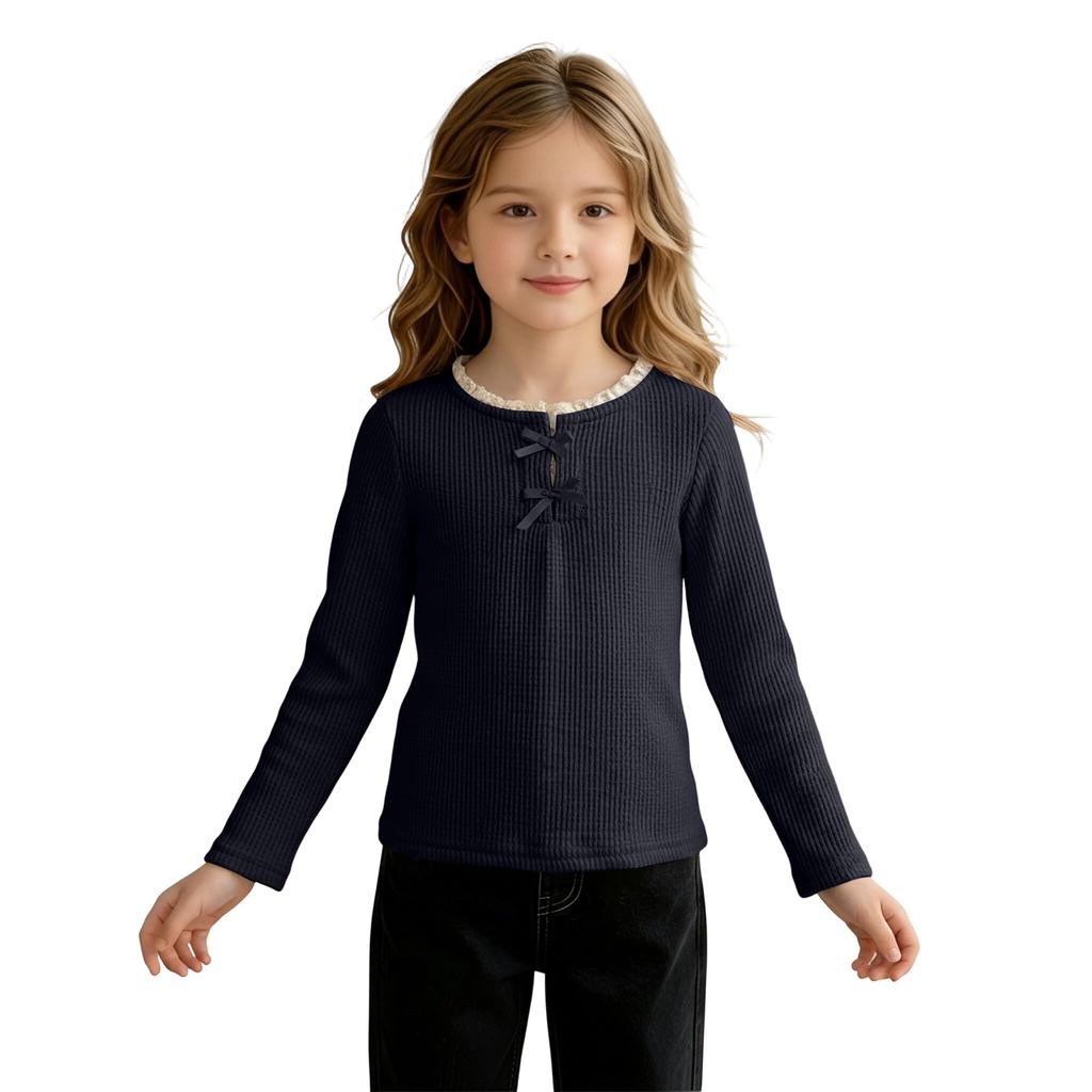 Girls Casual Long Sleeve T-Shirt Fashion Base Layer Tee Top for Daily Wear and Play