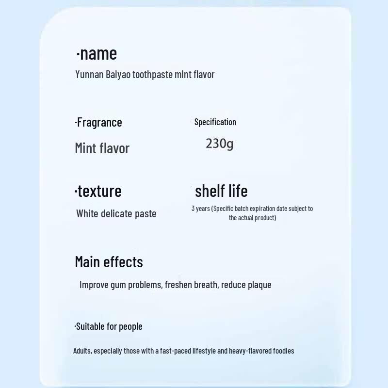 Yunnan Baiyao Mint Fresh Toothpaste Set