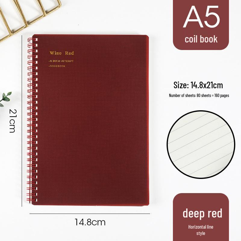 Morandi Coil Notebook with Frosted PP Cover and Horizontal Line Grid for Students
