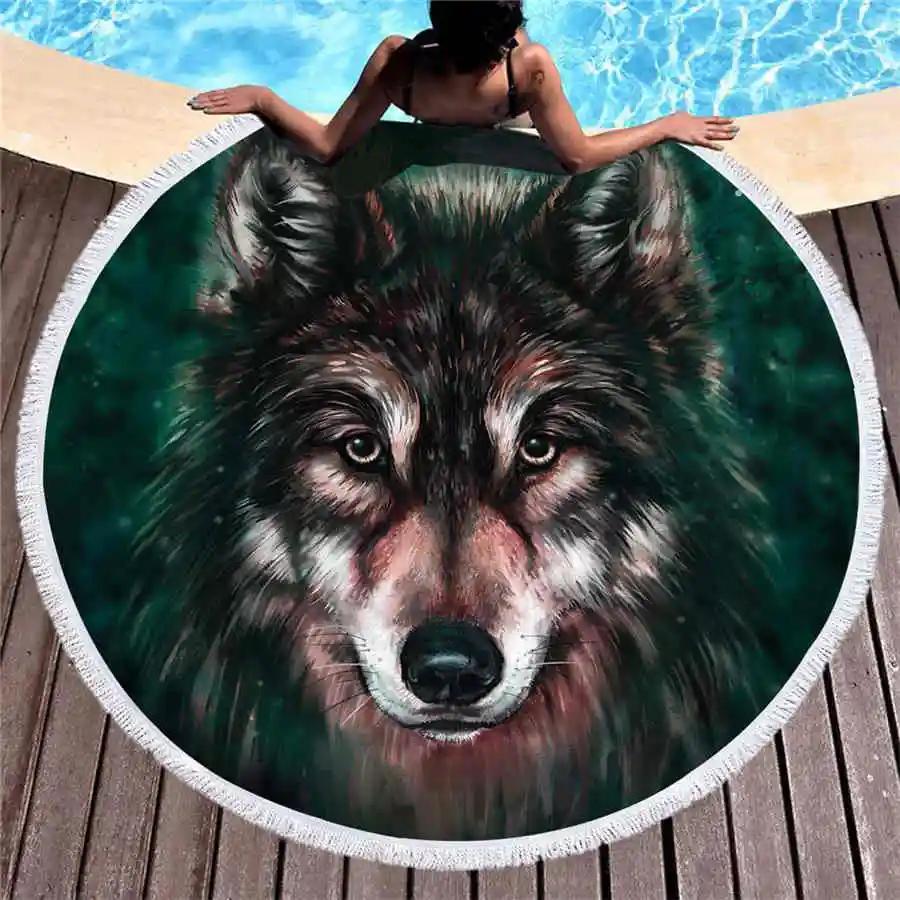 Swimming Towels Outdoor Beach Tassel Towel Yoga Blanket 3D Print Round Wall Tapestry Beach Cover Up Bath Shawl Thick Camping Mat