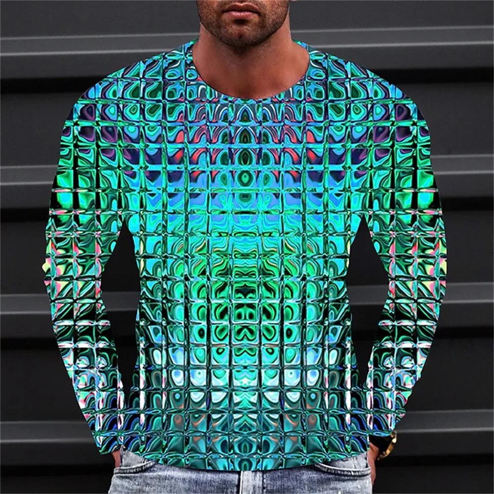 2024 Men'S Long Sleeve T-Shirts Harajuku 3d Print Graphic Men Oversized Clothing Fashion Street Tees Shirt Casual O Collar Tops