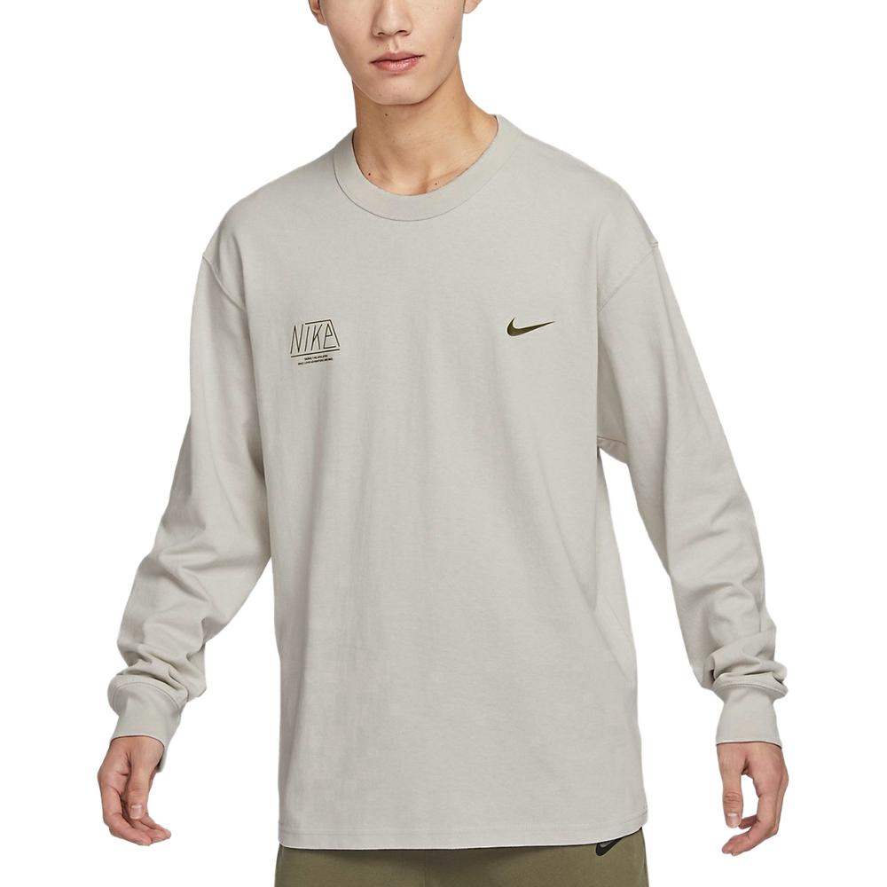 Nike Letter Logo Print Round Neck Long Sleeve T-Shirt Men Tops Milk-Tea FN7095-072