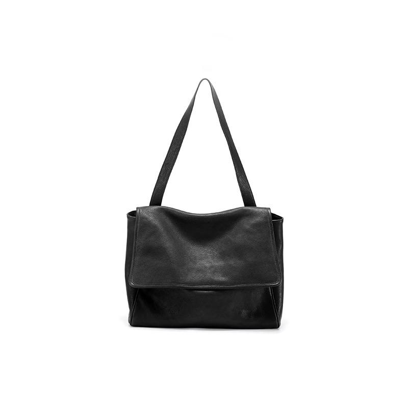 2026 New Women s Vegetable-Tanned Leather Handbag - Spacious Flap Messenger for Daily Commute, Luxury Cvertible Shoulder Bag чёрный
