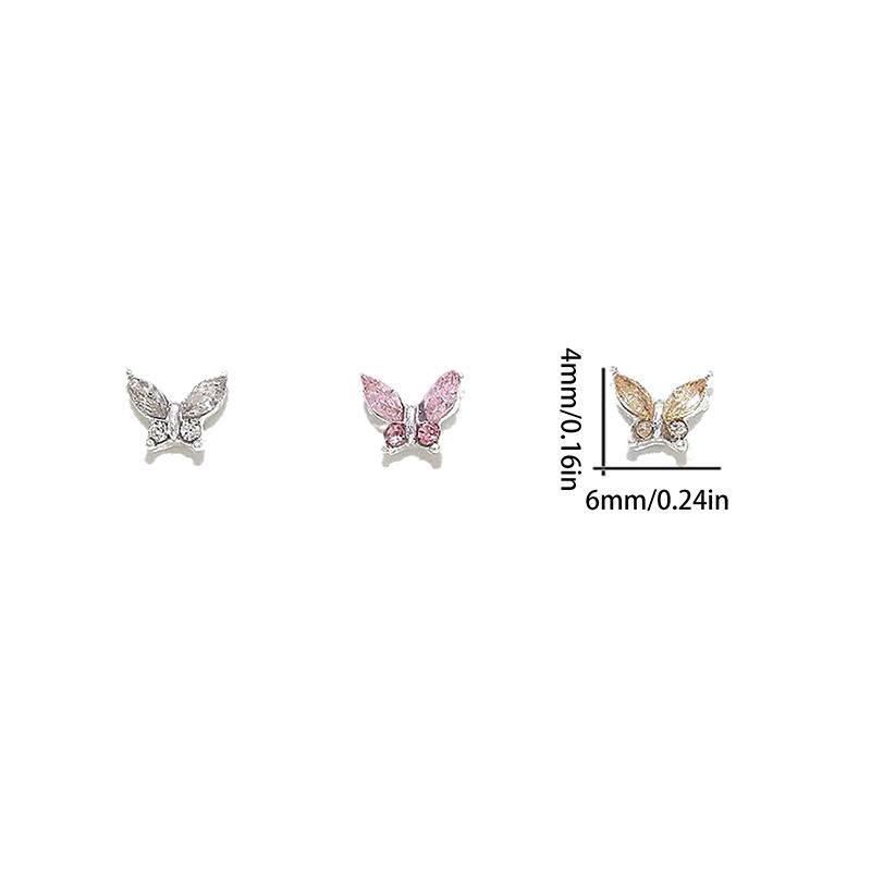 10Pcs Luxury 3D Mini 4*6Mm Butterfly Nail Art Charms Jewelry Accessories Alloy Nails Decoration Supplies