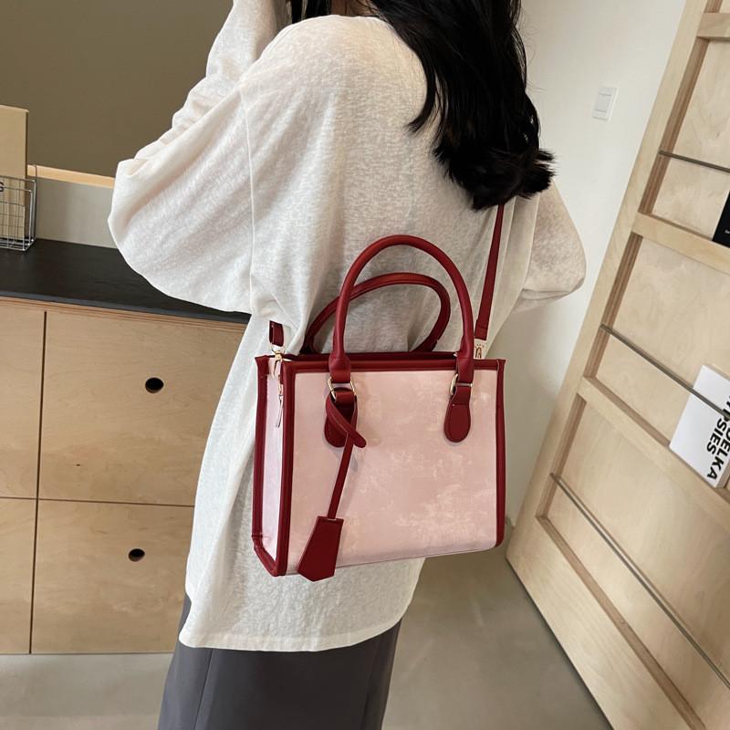 Trendy Korean Style Tote Bag For Women Stylish Casual Color Block Crossbody Bag 2024
