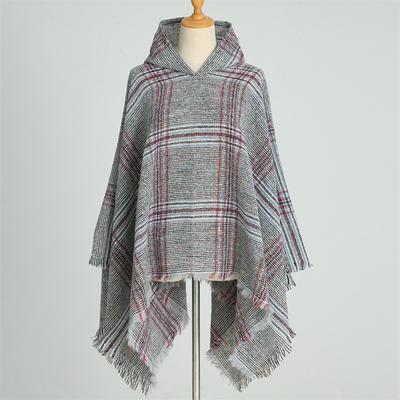 Kapuzenumhang Plaid Schal Imitation Kaschmir Winter mit warmem Schal Poncho Mantel