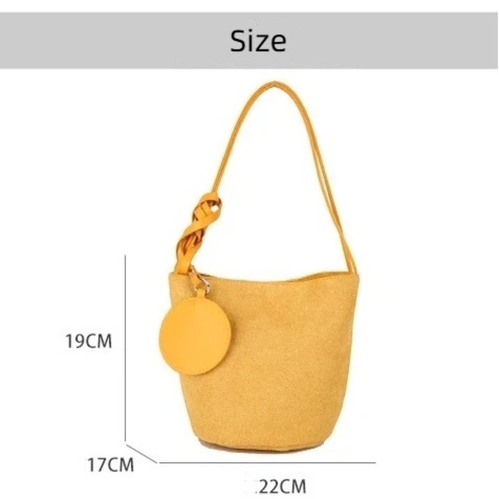 Fashion Solid Color Suede Bucket Bags Large Capacity Buckle Underarm Bag Phone Handbags Women