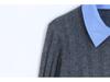 French Niche 2025 Spring-Autumn Color Block Knit Pullover Sweater with Shirt Collar