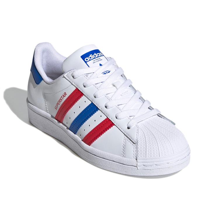 Adidas Originals SUPERSTAR J Low top Kids' Skateboarding Shoes White Red Blue Teenagers FW5851