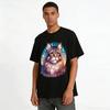 Starry Night Maine Coon Print Casual Versatile Long Sleeve Tee Pure cotton T-shirt