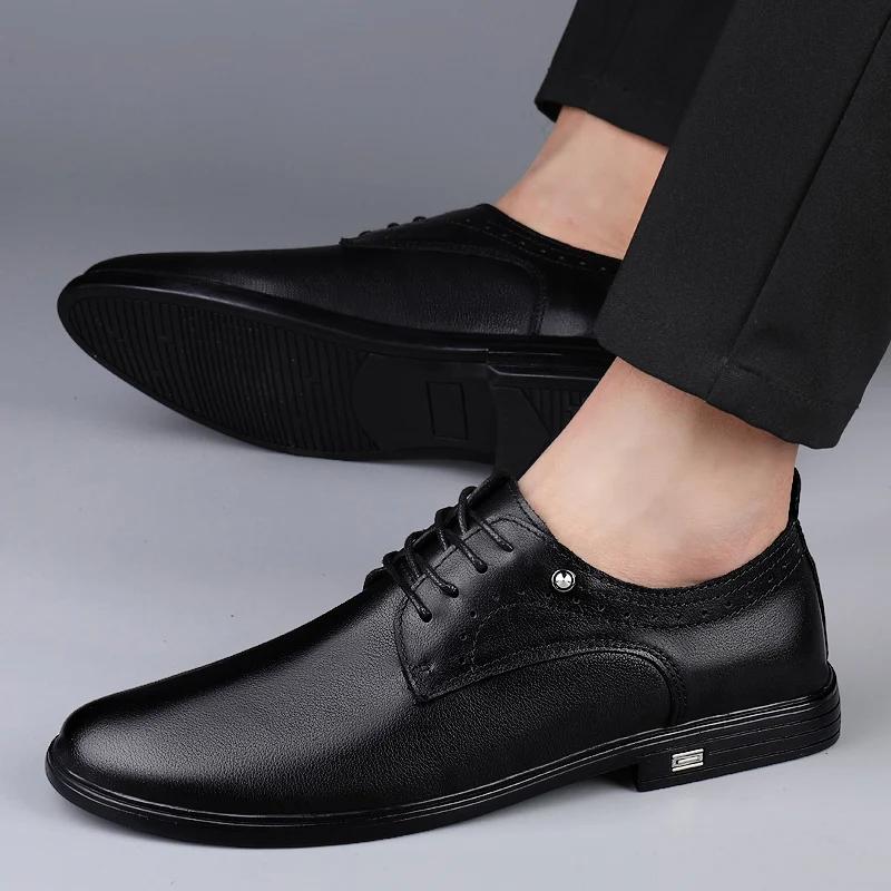 British Luxury Men Classic Business Formal Shoes High Quality Retro Genuine Leather Oxford Dress Shoes Male Warm Winter Shoes