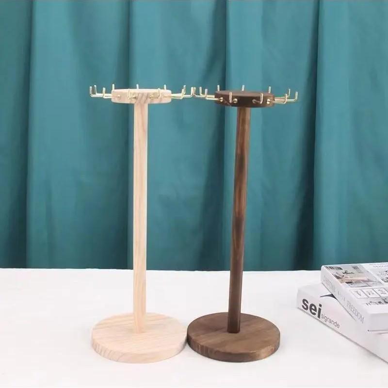 Woven Rope Solid Wood Jewelry Necklace Holder Display Stand