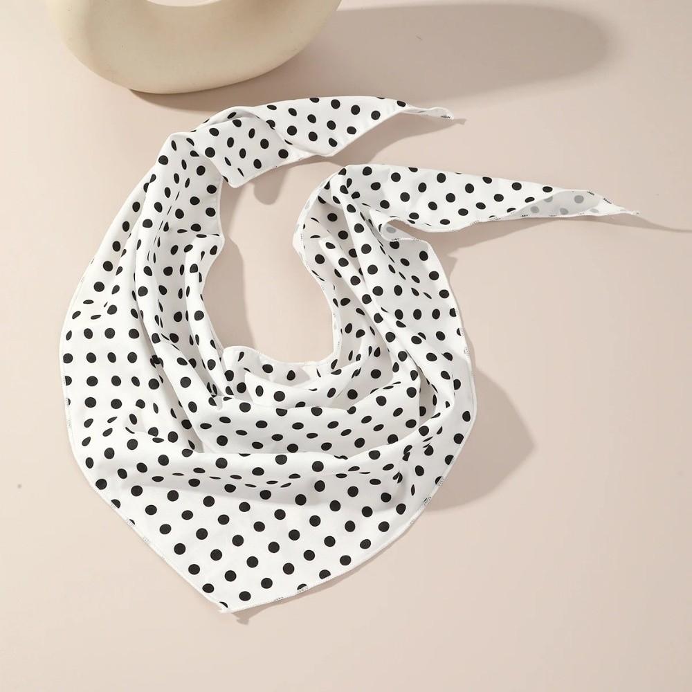 Thin Polka Dots Triangle Scarf Polyester Head Wraps Elegent Foulard Hair Band Women