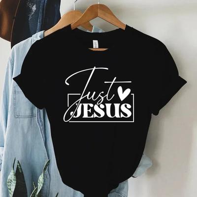 Just Love Jesus Print Women TShirts Christian Jesus Letter Shirt Harajuku Graphic Tops FeUnisex Summer Religious Christian Tshirt