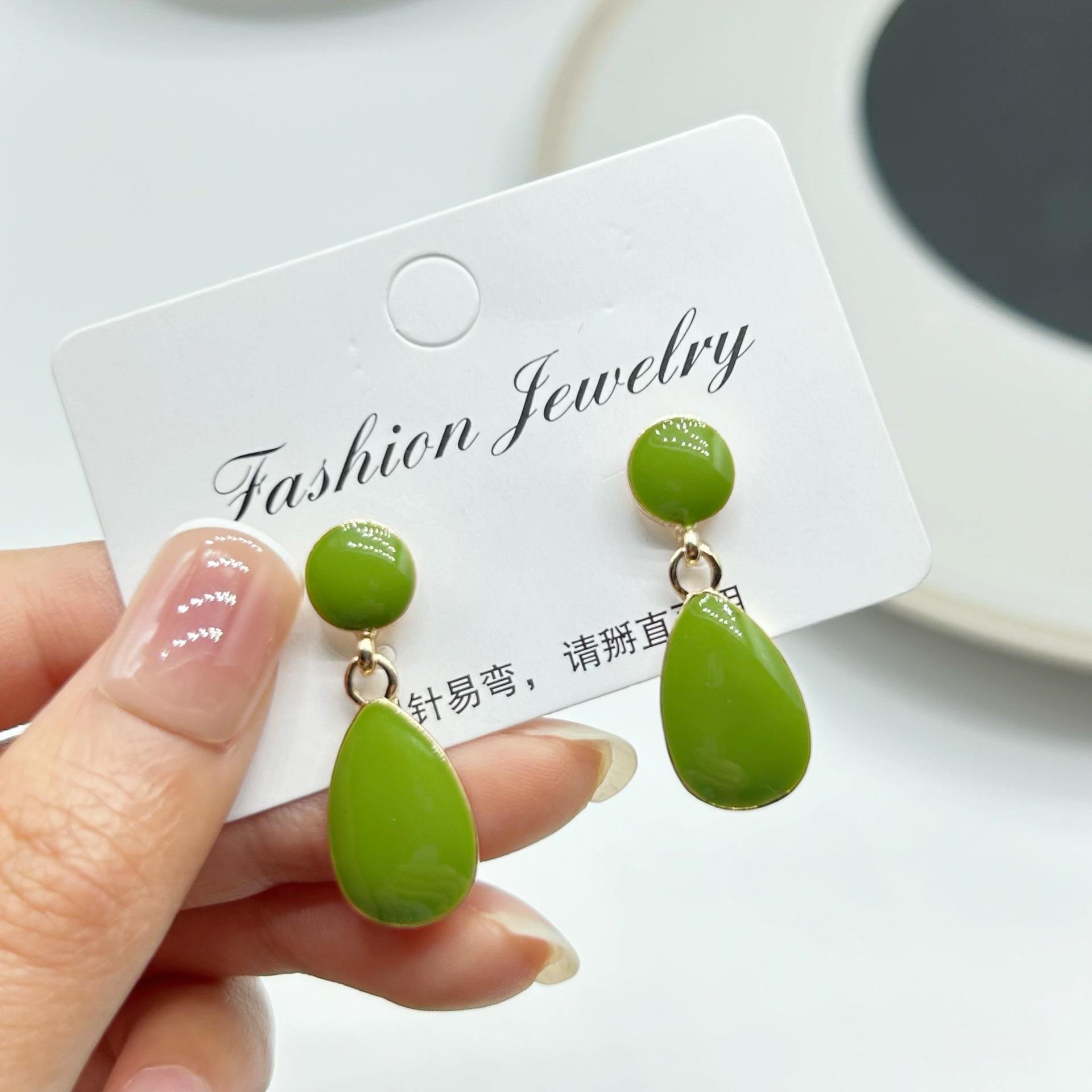 

Милые серьги-гвоздики с каплями воды, красные серьги-гвоздики, простые эстетические нежные серьги для женщин и девочек, ювелирные изделия для ушей, подарки зелёный