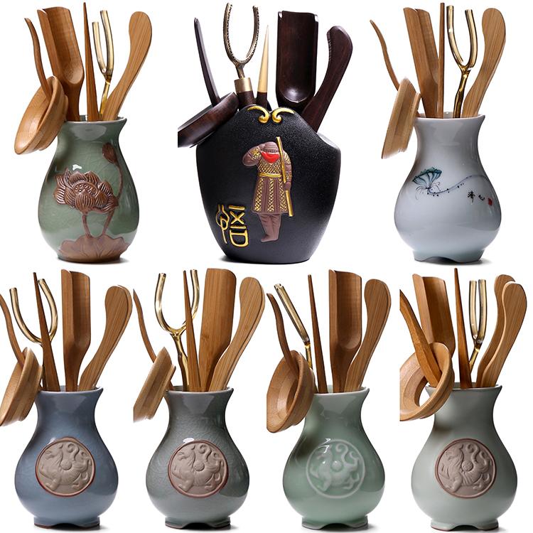 Kung Fu Tea Set Accessories Tea Ceremony Six Gentlemen Set Solid Wood Tea Spoon Bamboo Shovel