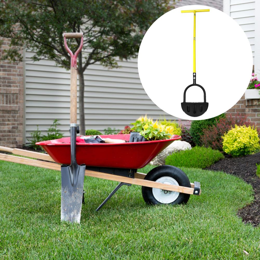 Half Moon Edger Trimming Shovel Long Handled Saw-Tooth Garden Lawn Edger Hand Lawn Trimming Tool for Garden Sidewalk Flower Beds