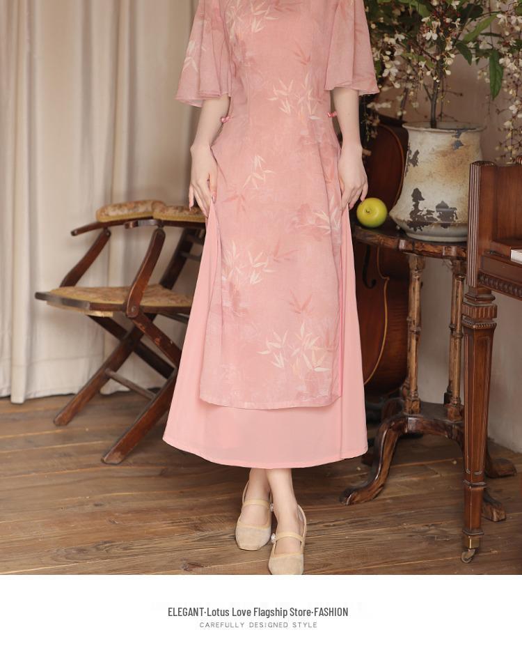 Orchid Green Summer 2025 Cheongsam: Chinese-Style Young Girl's Ao Dai Tea Dress for College Send-Off