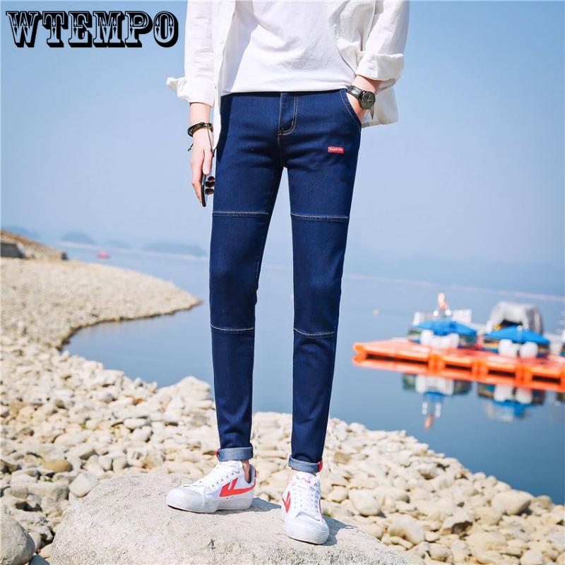 WTEMPO Męskie Jeansy Letnie Cienkie Jednokolorowe Elastyczne Dopasowane Jeansy Proste Spodnie Codzienne Wszechstronne Męskie Spodnie