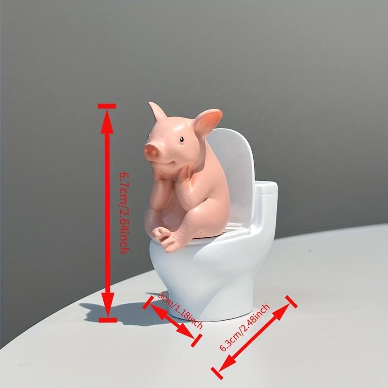 Adorable Pink Pig on Toilet Figurine - Whimsical PVC Decor for Home, Office, & Car | Ideal Gift for Friends | Versatile Indoor