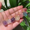 Natural Stone Pendant Necklace Small Rock Quartz Pendulum Amethysts Citrines Fluorite Pink Crystal Necklace For Women Healing
