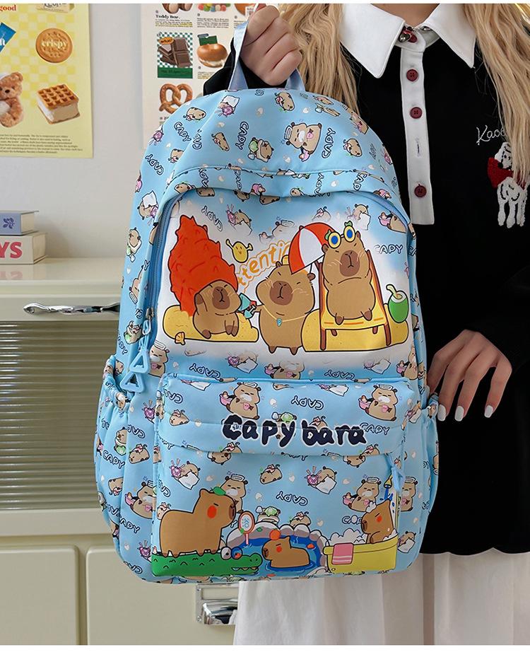 2025 Trendy Capybara Print Backpack: Cute, Fashionable, Versatile Double Shoulder Bag with Large Capacity for Students
