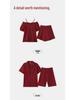 Women's Antibacterial Cotton Wedding Pajama Set: Summer Short Sleeve and Shorts, Year of the Rat Red, Couple Wear