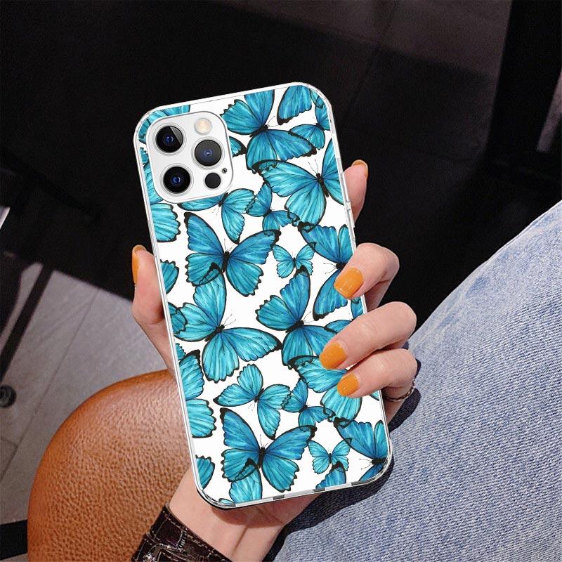 Blue Butterfly Beautiful Wing Phnoe Case for Iphone 17 Air 16 16E 11 12 13 Mini 14 Plus 15 Pro Max 7 8 + SE 2020 Phone Cover Coq